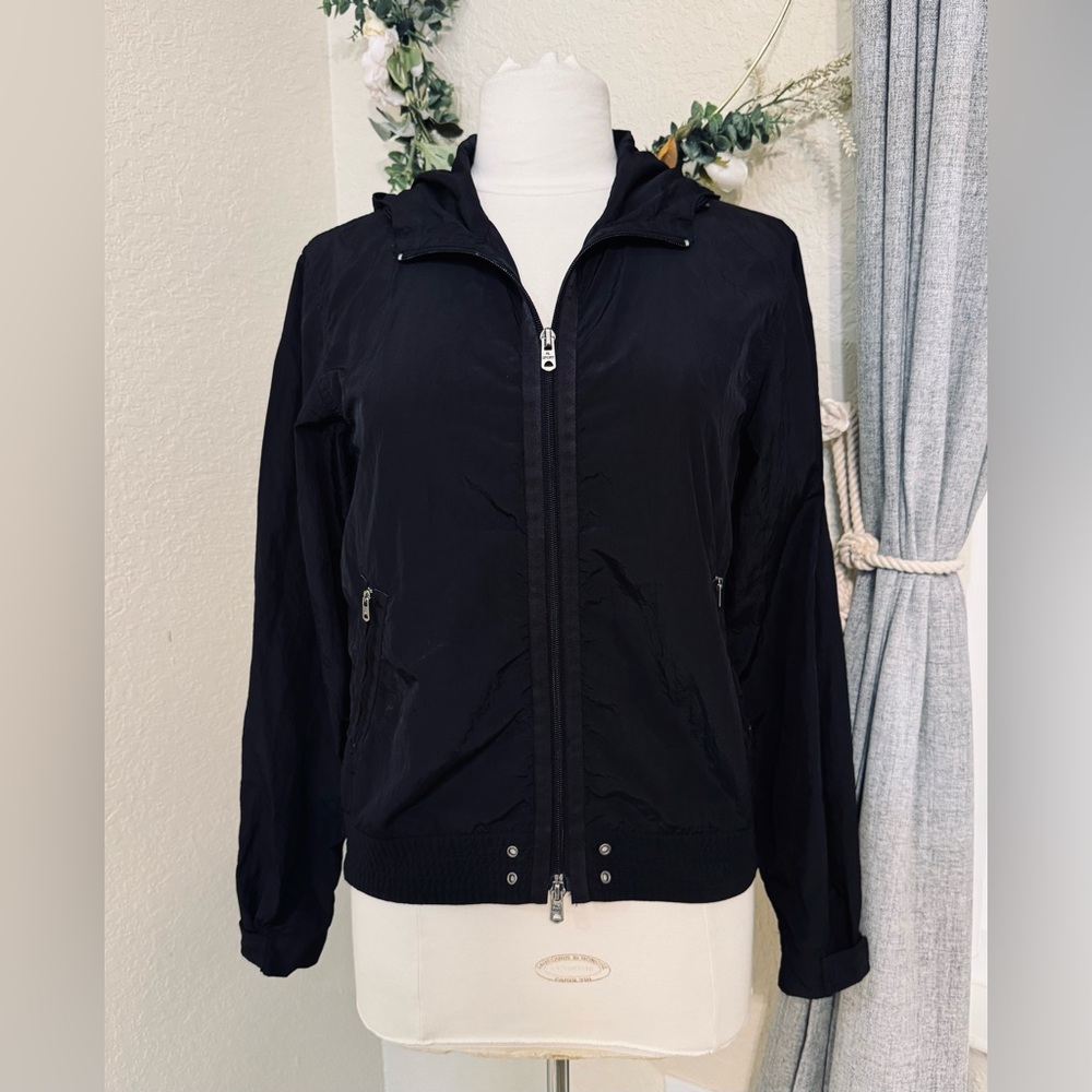 Y2K Vintage Ralph Lauren Sport Women's Black Nylon Windbreaker Jacket Size S EUC